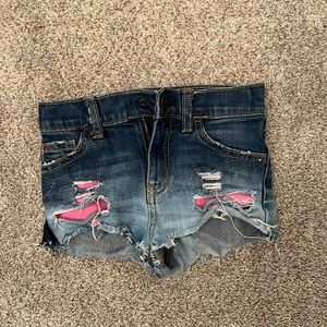 Ella b denim 5 t adjustable distressed shorts